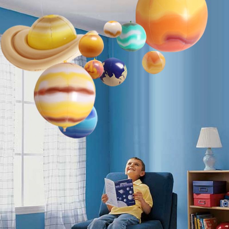 10 st / set ballong simulering solsystem nio planetsteaching modell ballonger barn spränga uppblåsbar leksak