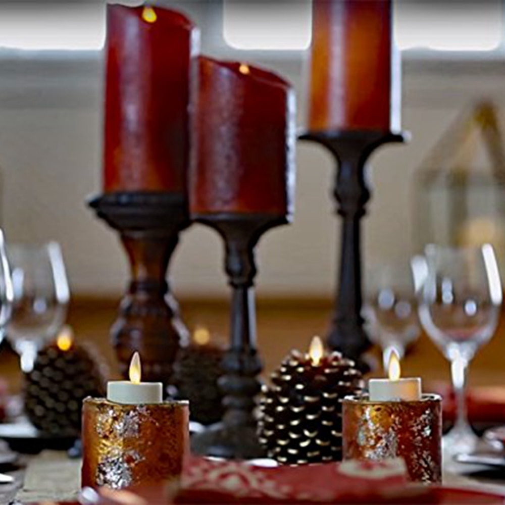 Ksperway LED Pine Cone Candles: 3.5 x 4 Unscented, Battery Operated, Flameless Candles with Timer (Brown)