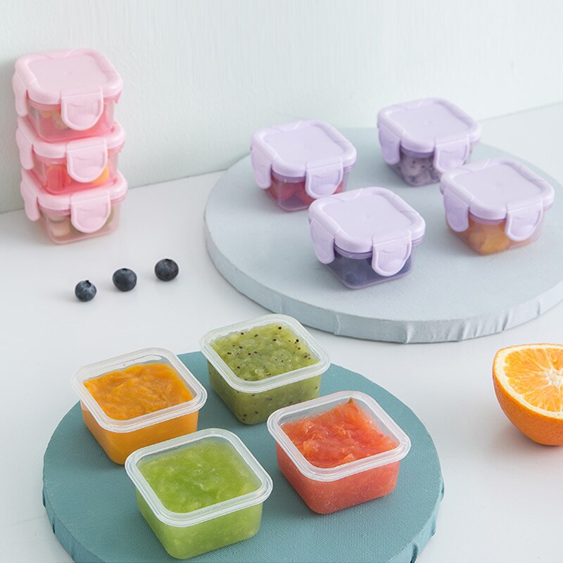 Juegos de cuencos de alimentación para bebé, 3 piezas, 60ml, platos de aprendizaje para bebé, cuenco de comida auxiliar, Mini cajas de almacenamiento selladas portátiles, puede microondas