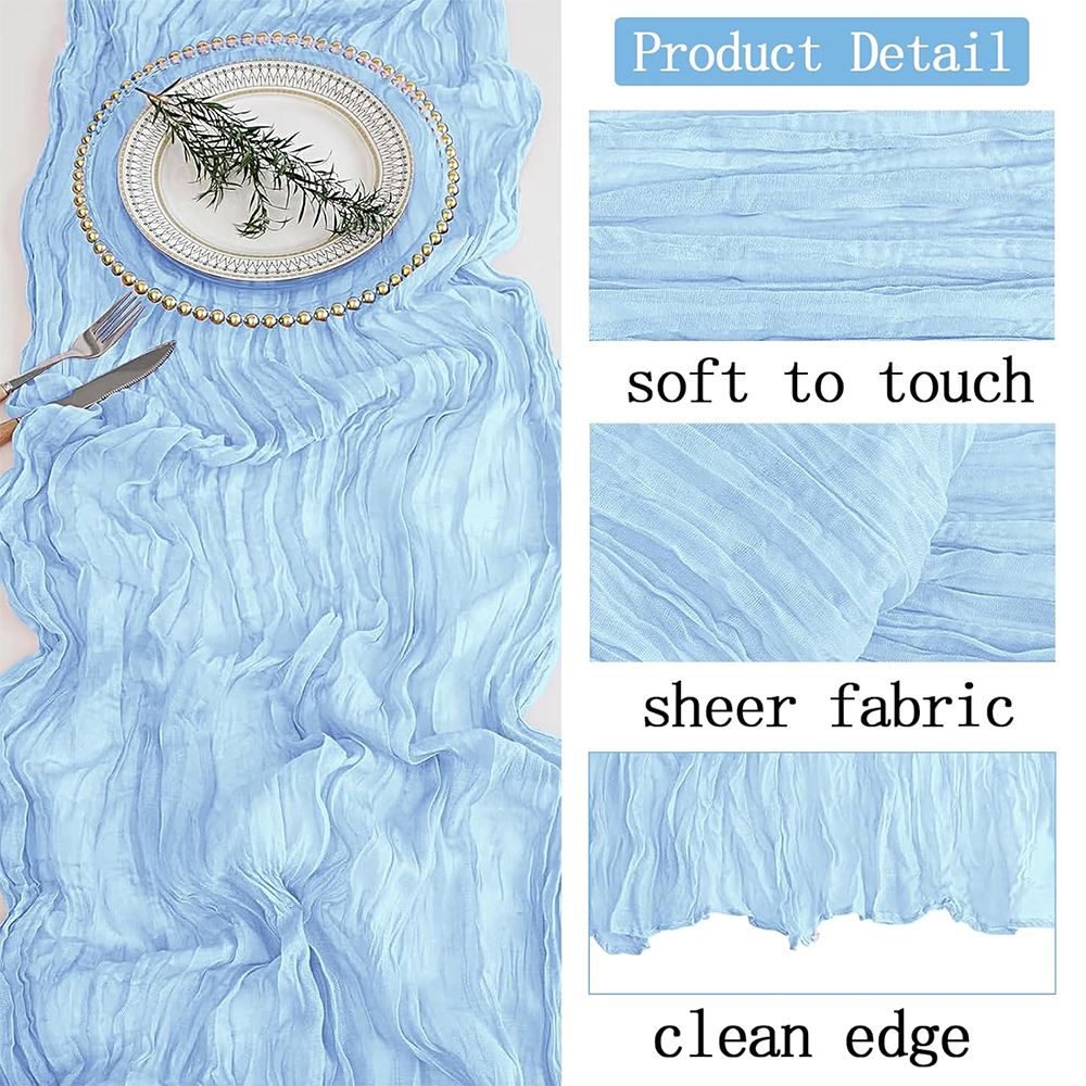 Julegrøn rød bordeaux ostedug bordløber boho rustik gaze terrakotta bordløber til bryllupsfest fødselsdagsdekoration: 32*210cm / Blå