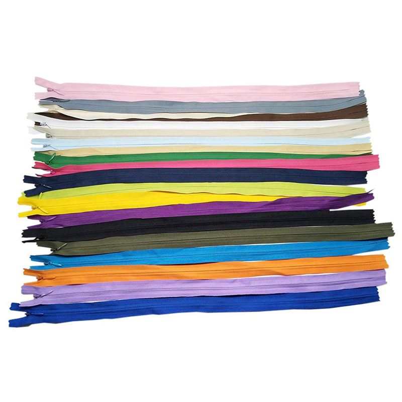 Fermetures éclair Nylon en vrac pour tailleur couture artisanale (20 couleurs) (lot de 40 pièces, 50 cm)