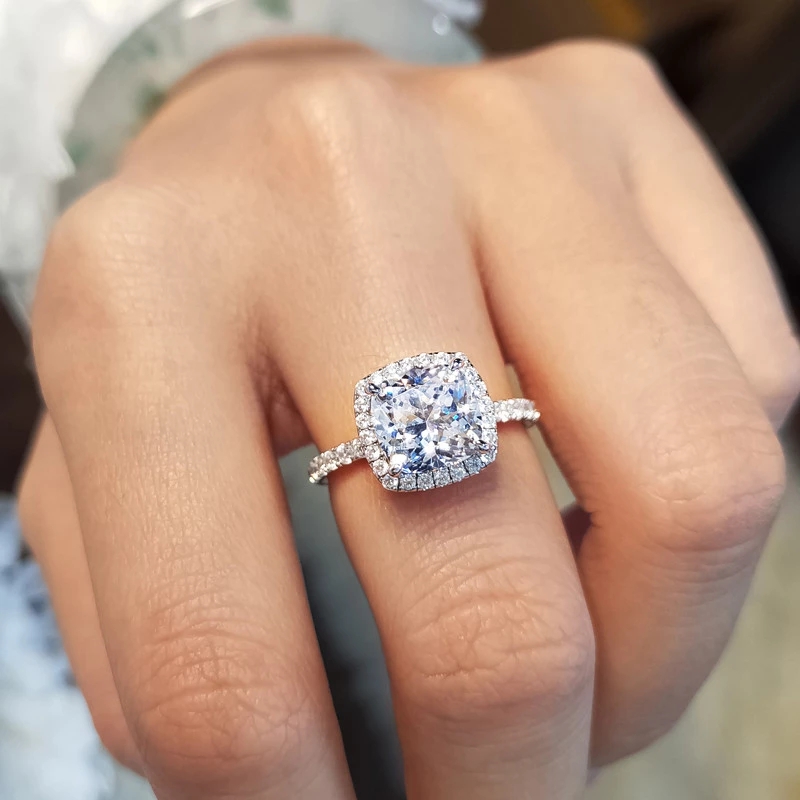 Vrouwen Trouwringen Verstelbare Waterdrop Hheart Aaa + Zirconia Voorstel Ring Met Grote Steen Zilver Kleur Sieraden Meisje: green