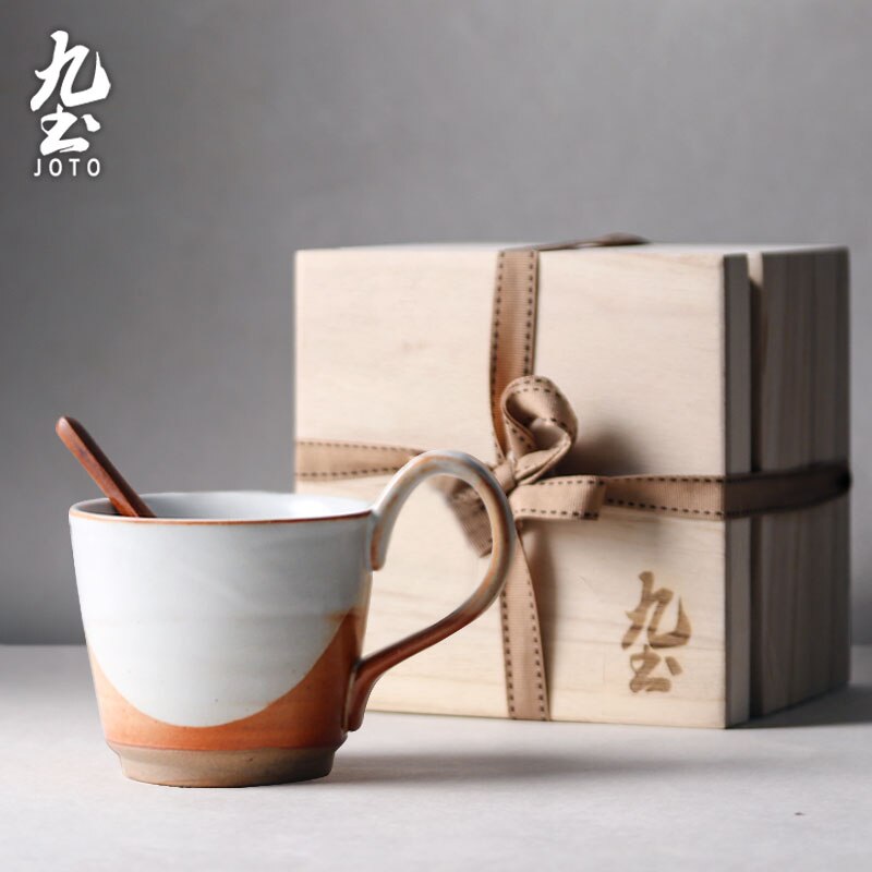 Keramisk kop kaffekrus vintage lille japansk stil kop og underkop sæt miljøvenligt porcelæn kubek drinkware  eb50bd: Gaveæske