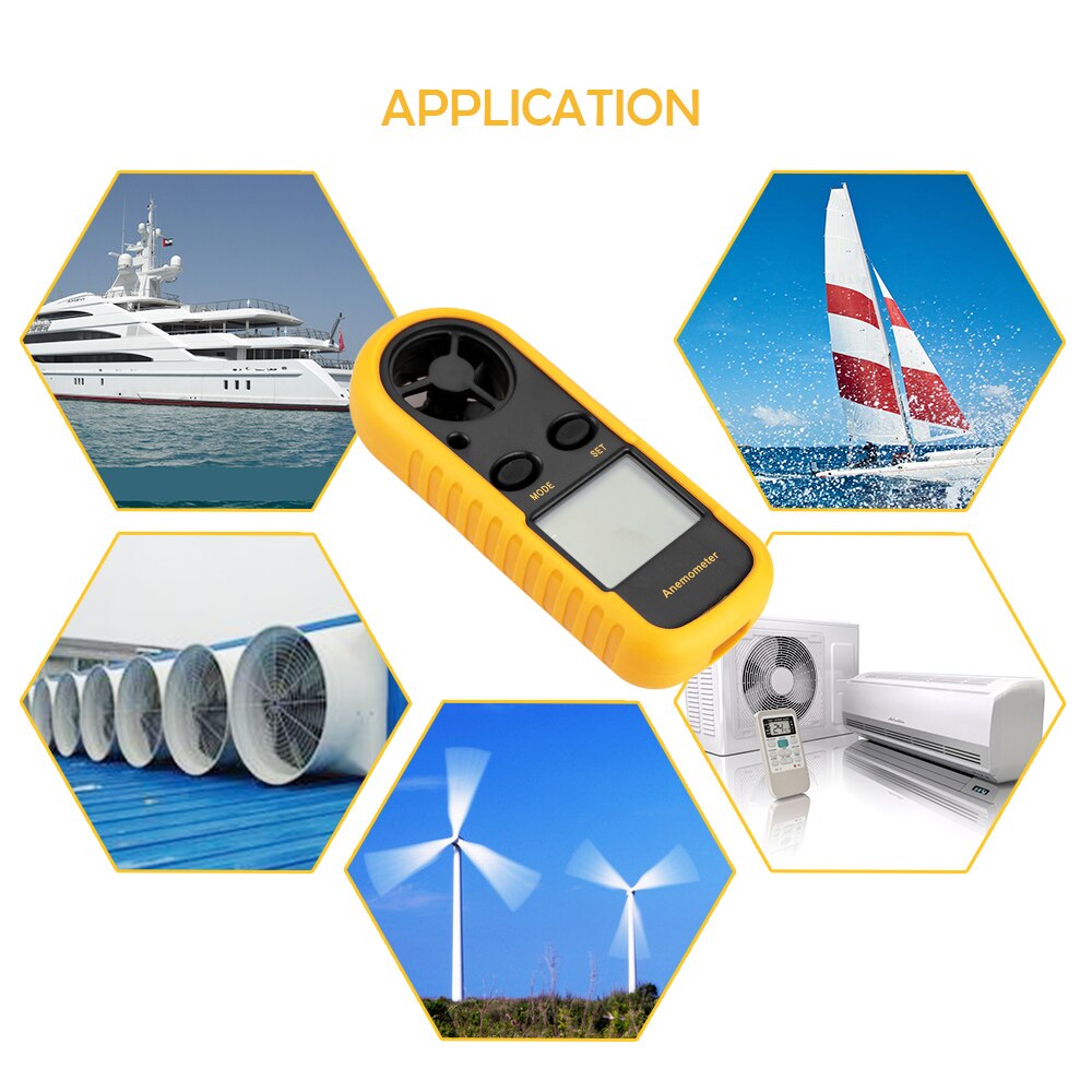 Mini LCD Anemometer Wind Speed Air Velocity Temperature Measuring with Backlight wind sensor wind meter Digital Tachometer