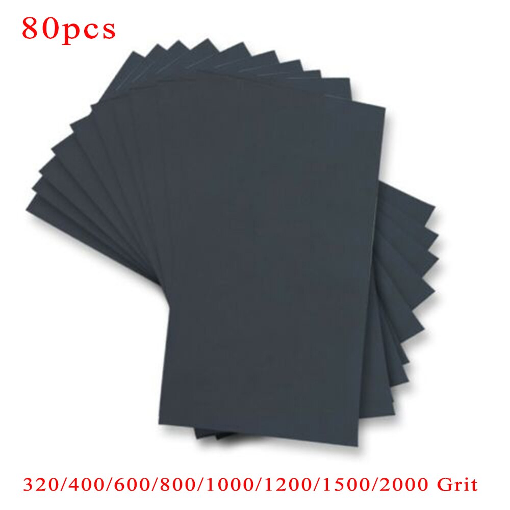 80Pcs Schuurpapier Set 80Pcs Nat Of Droog Black Silicon Carbide