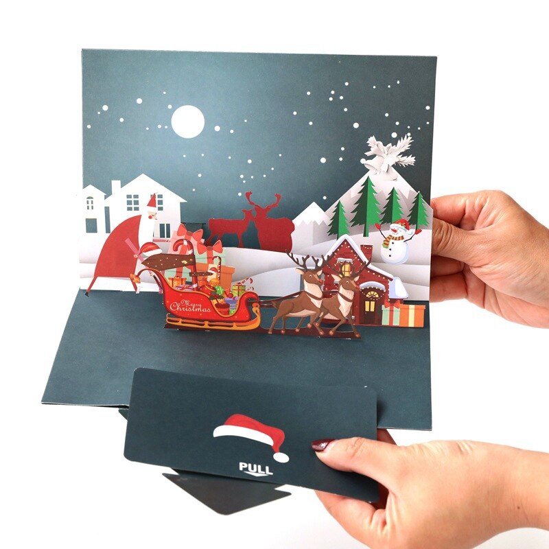 Kerstkaarten Pop Up Kaarten Kerst Handgemaakte 3D Wenskaarten Met Envelop Creatieve Kerstmisgift