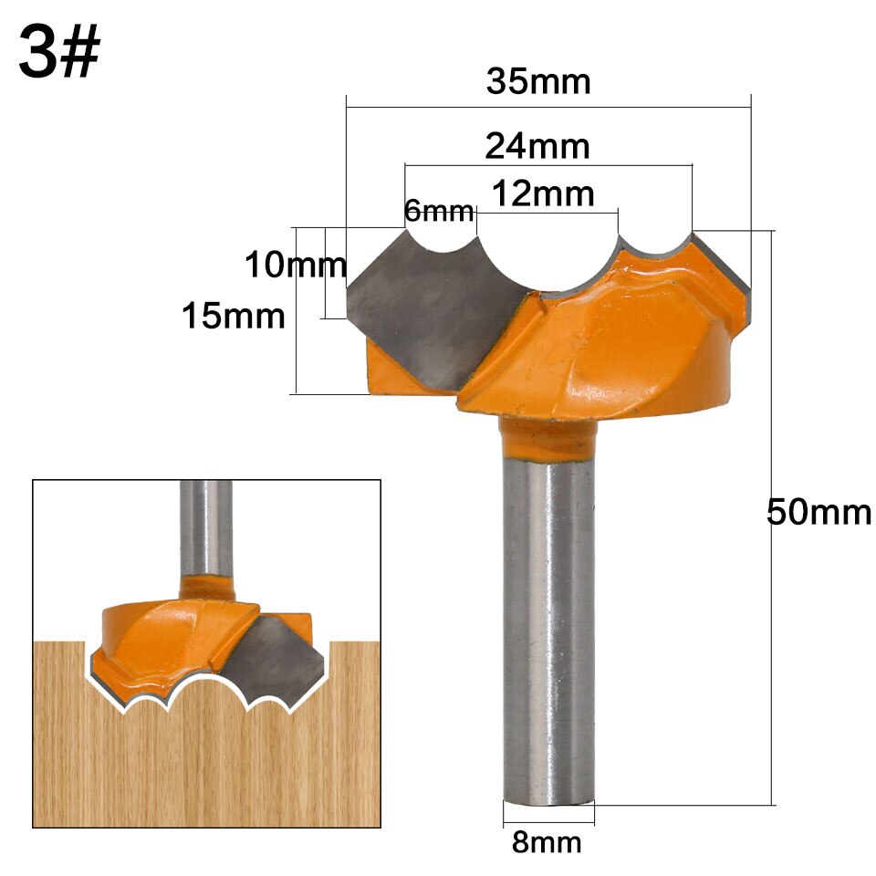 1Pc 8mm Schaft Klassische Doppel Arc Dragon Ball Holz Router Bit C3 Hartmetall Holzbearbeitung Gravur Cutter Werkzeuge Günstige preis