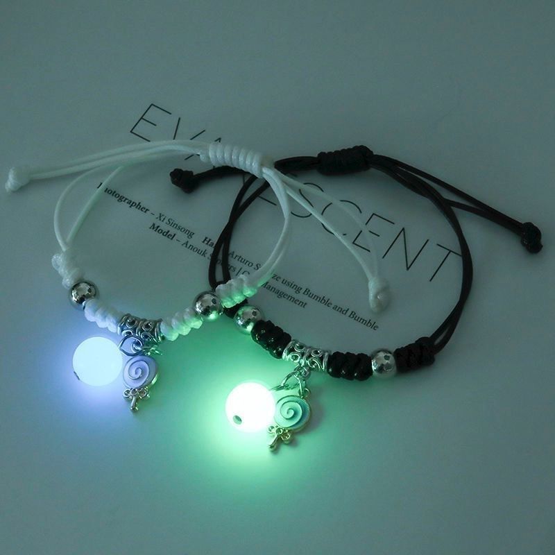 2 sztuk/zestaw luminous para bransoletka cute cartoon charm biżuteria regulowane elastyczne liny bransoletka panie i męskie prezenty dla zakochanych
