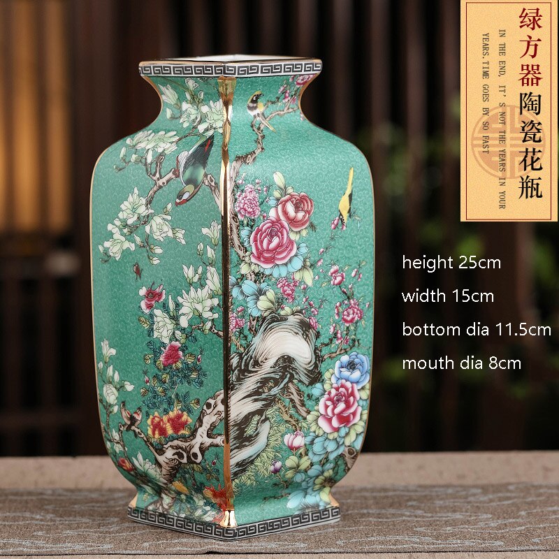 Jingdezhen porcelæn vase veranda ornamenter antik officiel emalje porcelæn antik samling firkantet vase: F