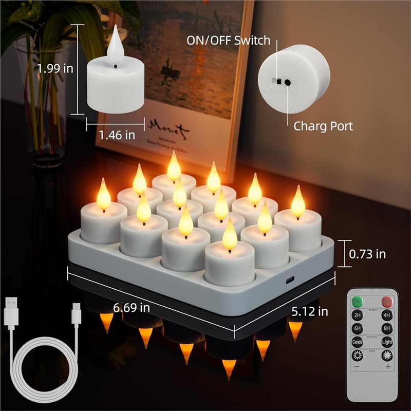 Einfach zu verwendende wiederaufladbare LED-Tee... – Grandado