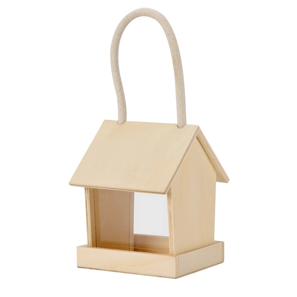 Holz Vogel Zubringer Haus Vogelhaus Hängen für Garten Hof Ich bin Freien Haustier Dekoration Sechseck Geformte Mit Dach draussen Haustier Dekor: A