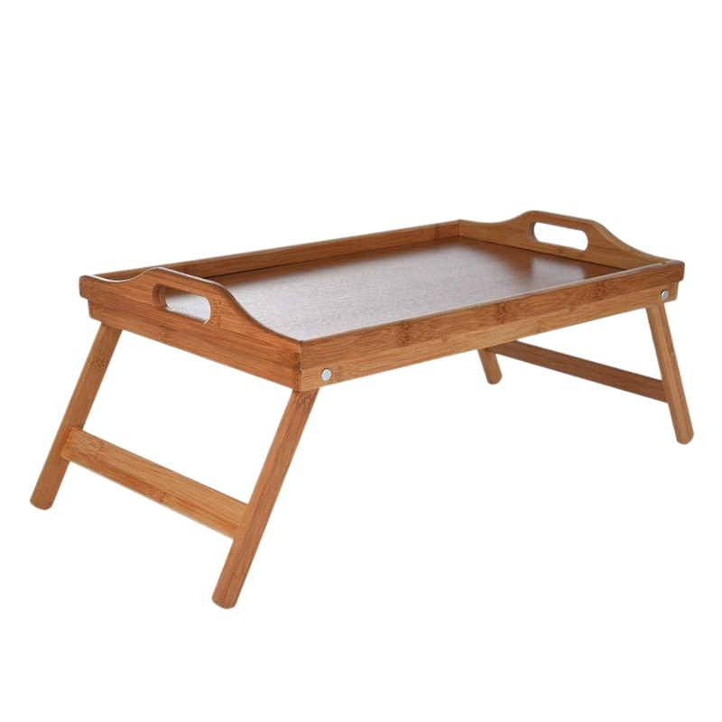 Natuurlijke Bamboe Ontbijt Dienblad Met Handvat Serveren Ontbijt In Bed Of Gebruik Als Een Tv Tafel Opvouwbaar Bed Tafel laptop Bureau: Default Title