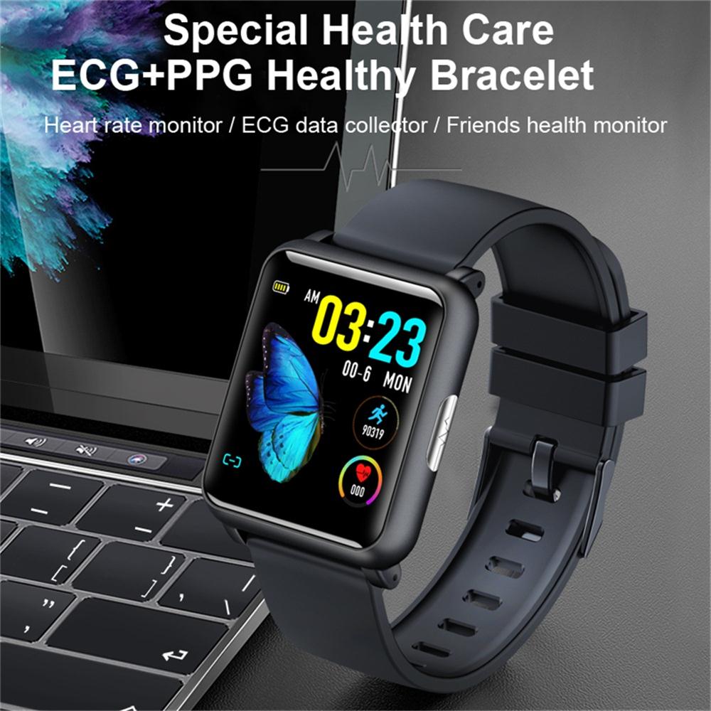 696 h9 1.3 tums ecg+ppg monitor hr blodtryck smartwatch  ip67 vattentäta sportlägen laddare docka smartklocka blodtryck