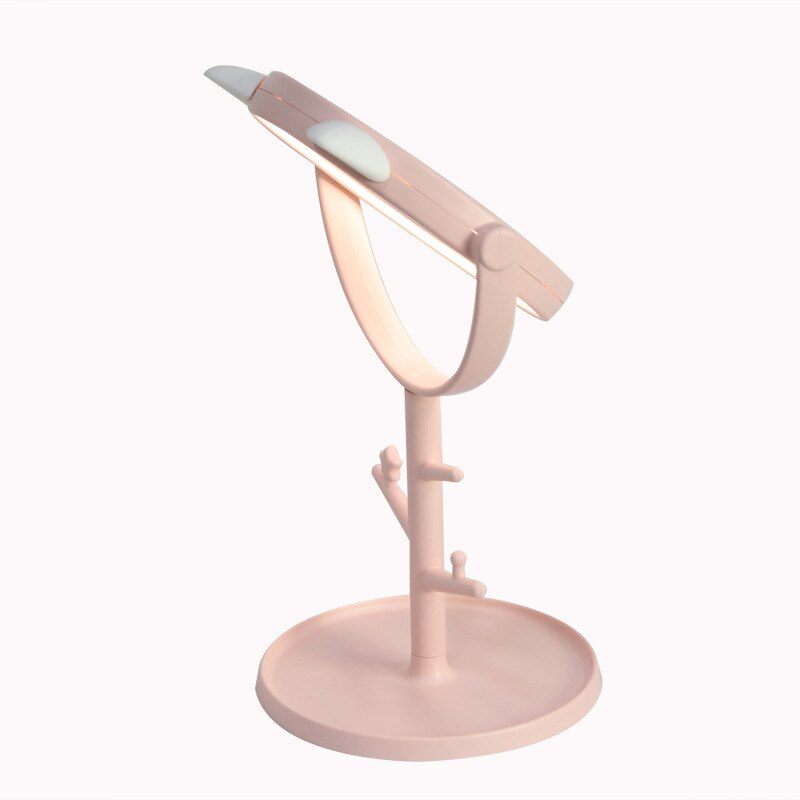 Bureau led verlicht touchscreen draagbare mini make-upspiegel multifunctionele opbergruimte make-updoos cosmetica rek lippenstift eyeliner