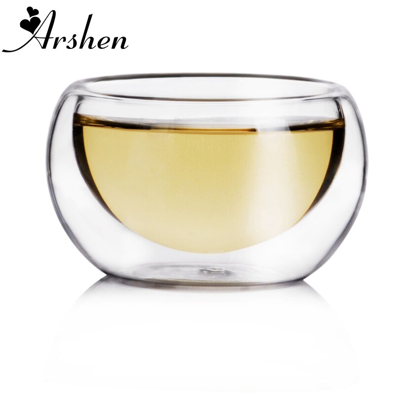 Arshen Duurzaam 6 stks/set 50 ML Clear Drinken Gezonde Cup Hittebestendige Double Wall Layer Thee Cup Water Bloem thee Kopjes