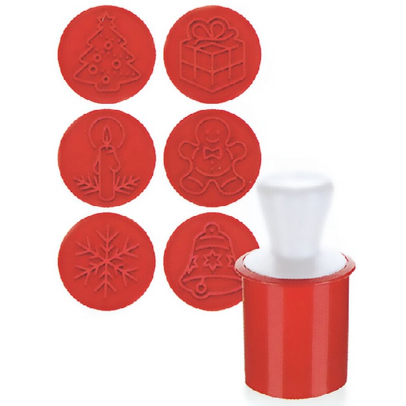 A0KE 6 Pcs Cartoon Cookies Postzegels Mallen Plunger Chocolade Fondant Cake Embossers: Red