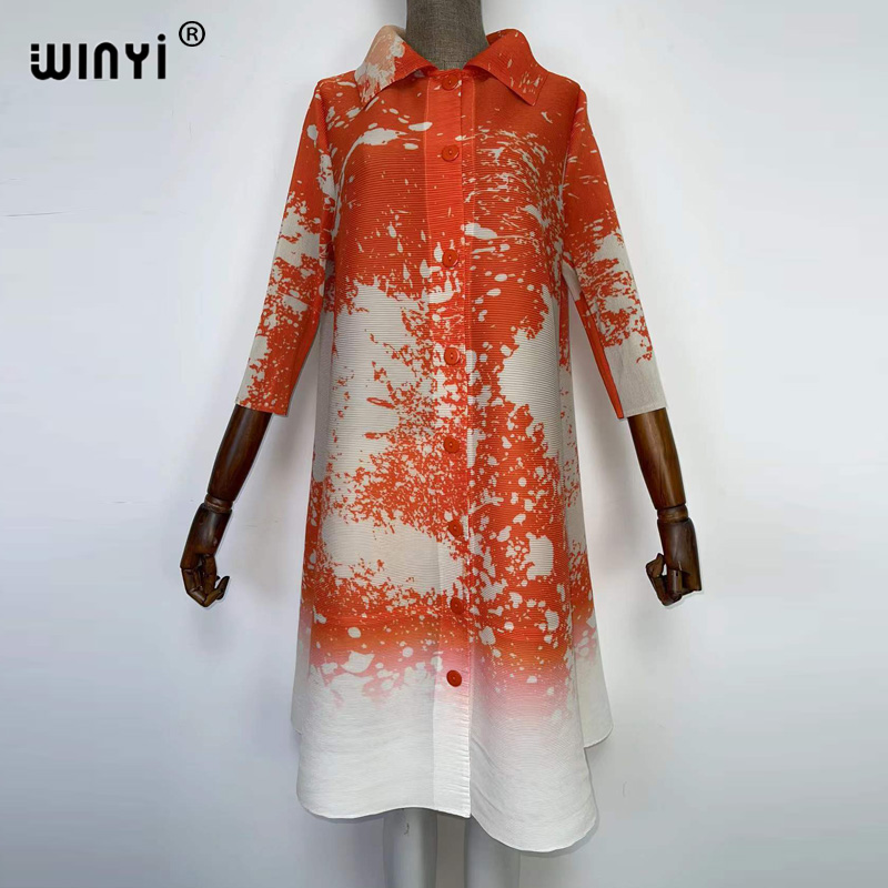 WINYI-vestido cárdigan sukienka para mujer, con estampado Floral ropa holgada arrugado, e informal para vacaciones de verano, talla única: Oro