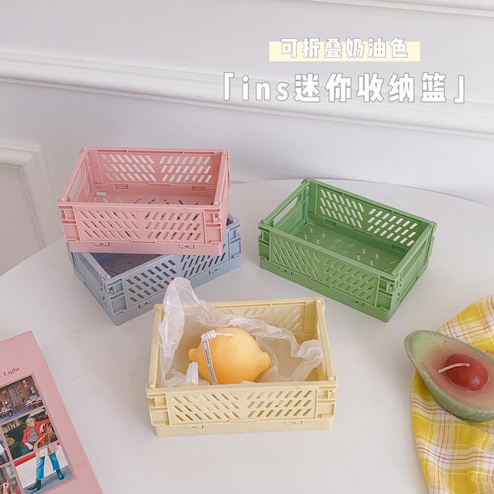 Mini Folding Plastic Storage Box Foldable Plastic Storage Case Desktop Carrying Basket