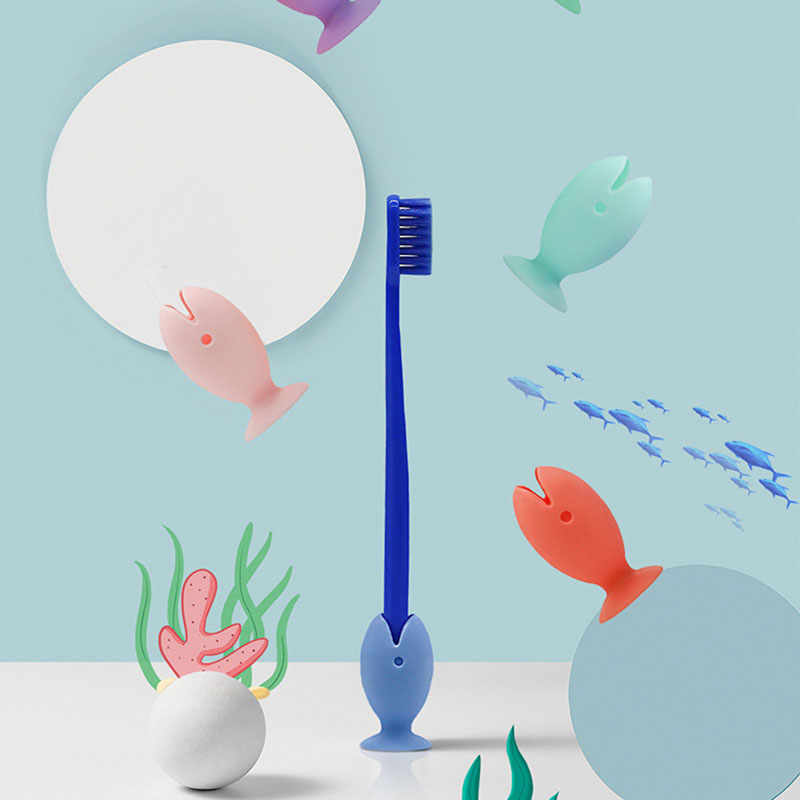 Cute Cartoon Fish Silicone Toothbrush Holder,45mm Mini Toothbrush Base Bathroom Toothbrush Storage Tool Toothbrush Bracket