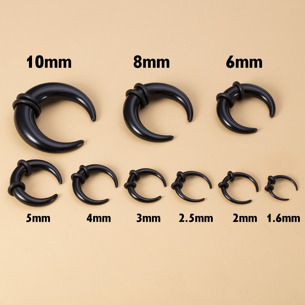 Pince à cône en forme de C en acrylique pour femmes et hommes, anneaux de septum, jauges, cornes de buffle, kit de piercing, extenseur d'étirement, 16G-00G, 2 pièces