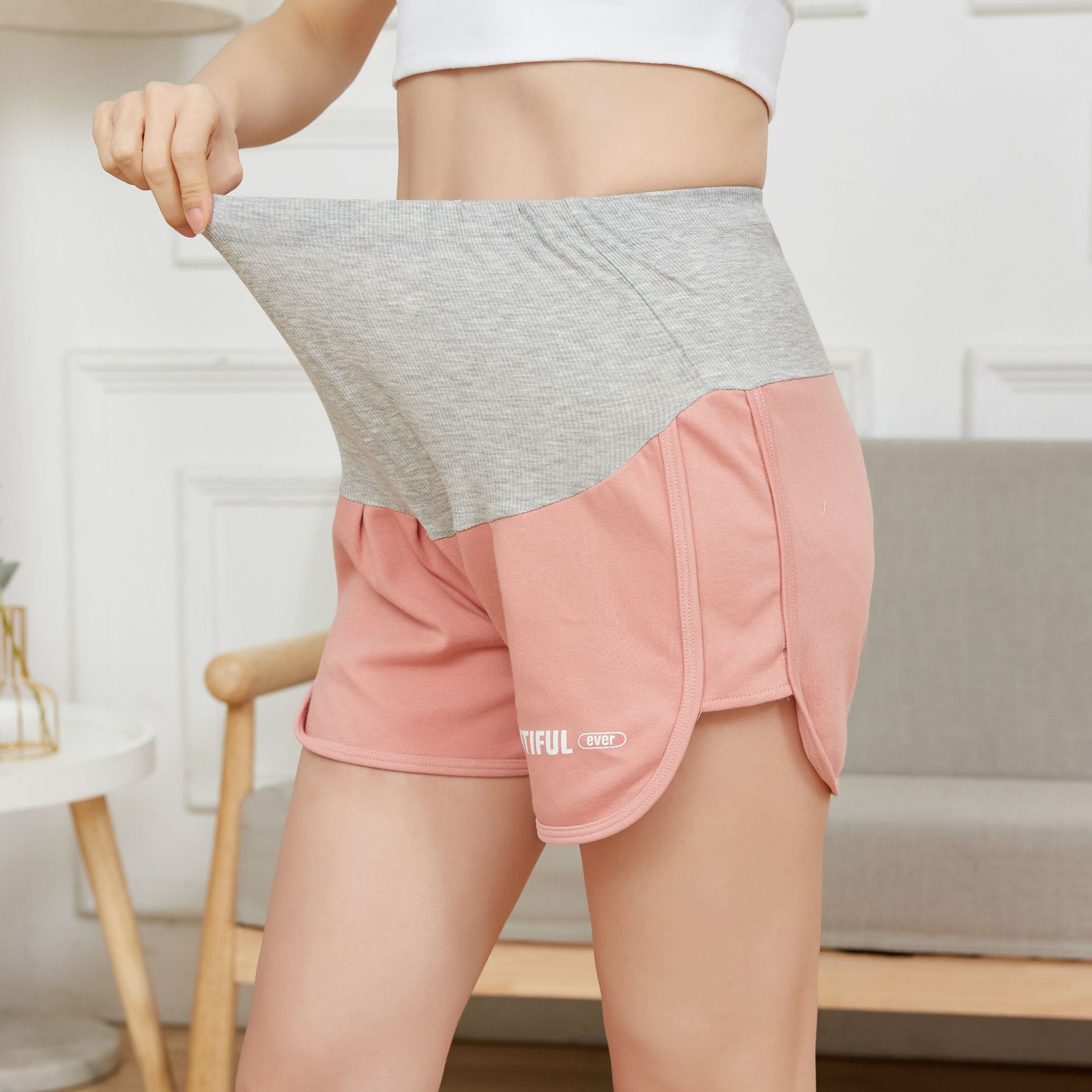 Sommer Baumwolle Mutterschaft Shorts Casual Sport Shorts Lose Außen Kurze Hose für Schwangere Frauen Plus Größe Mutterschaft Kleidung: Pink / L