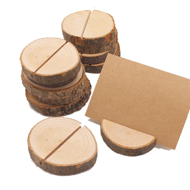 Soporte de madera rústica para tarjetas, soporte para mesa, tarjetas con nombre, Clip para fotos, para boda, , signo, tarjetas de comida, etiqueta