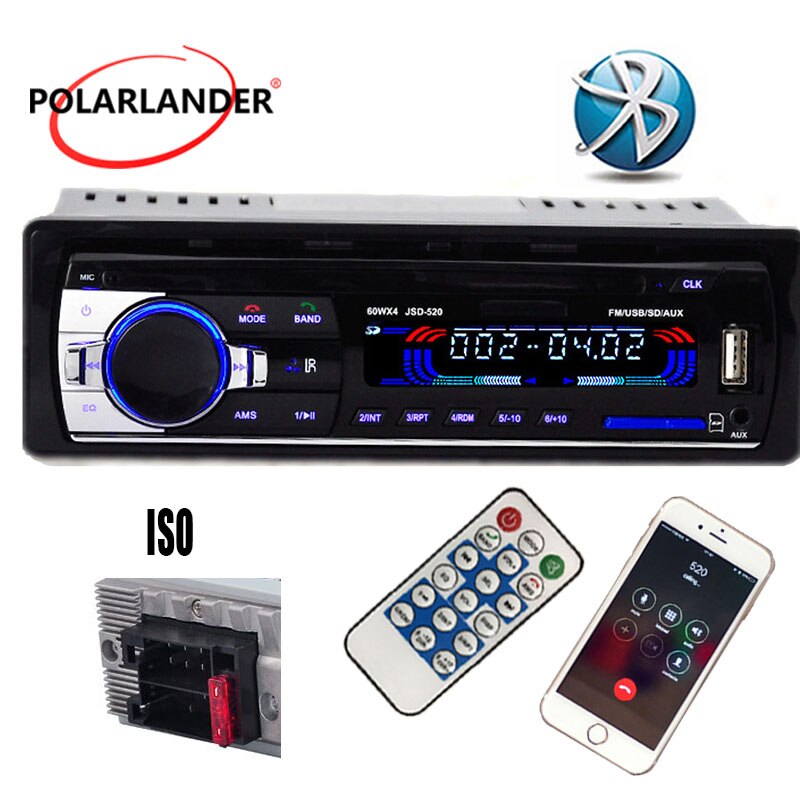 auto Radio Stereo Speler ingebouwde Bluetooth en microfoon Telefoon AUX-IN MP3 Voor Iphone 12V Car Audio Auto