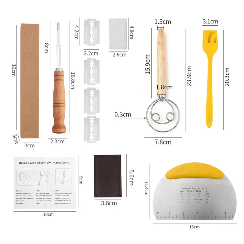 Taglierina per il Pannello Strumento per tagliare il Pannello a lievitazione naturale con 5 zoppo per panettiere Coltello per impasto pasta per Pizza Taglierina per frullino Strumento per pasticceria: Beige