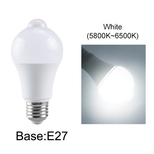Pir Motion Sensor Led Nachtlampje Lamp Met Bewegingssensor Nachtlampje Ac 85-265V B22 E27 Trap Gang sensor Lamp Led Lamparas: E27 base white / 12W