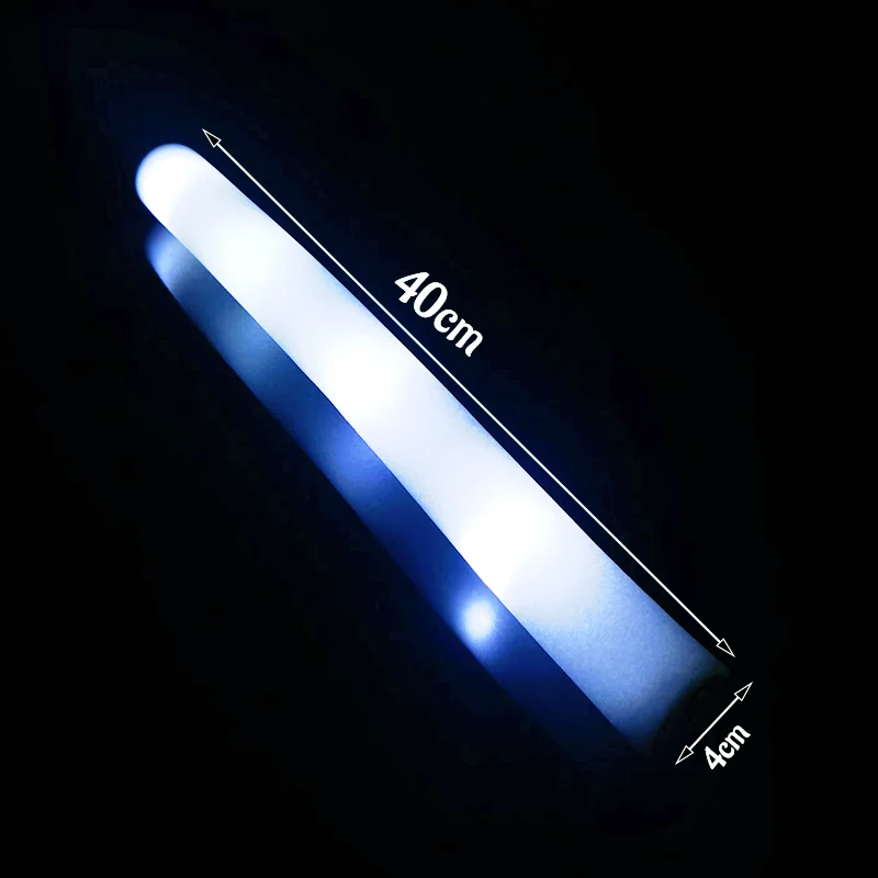 30pcs White LED Glow Sticks Luminous Foam Stick Cheer Tube 3 Modes Glow in The Dark Party Supplies for Concerts Birthday Wedding