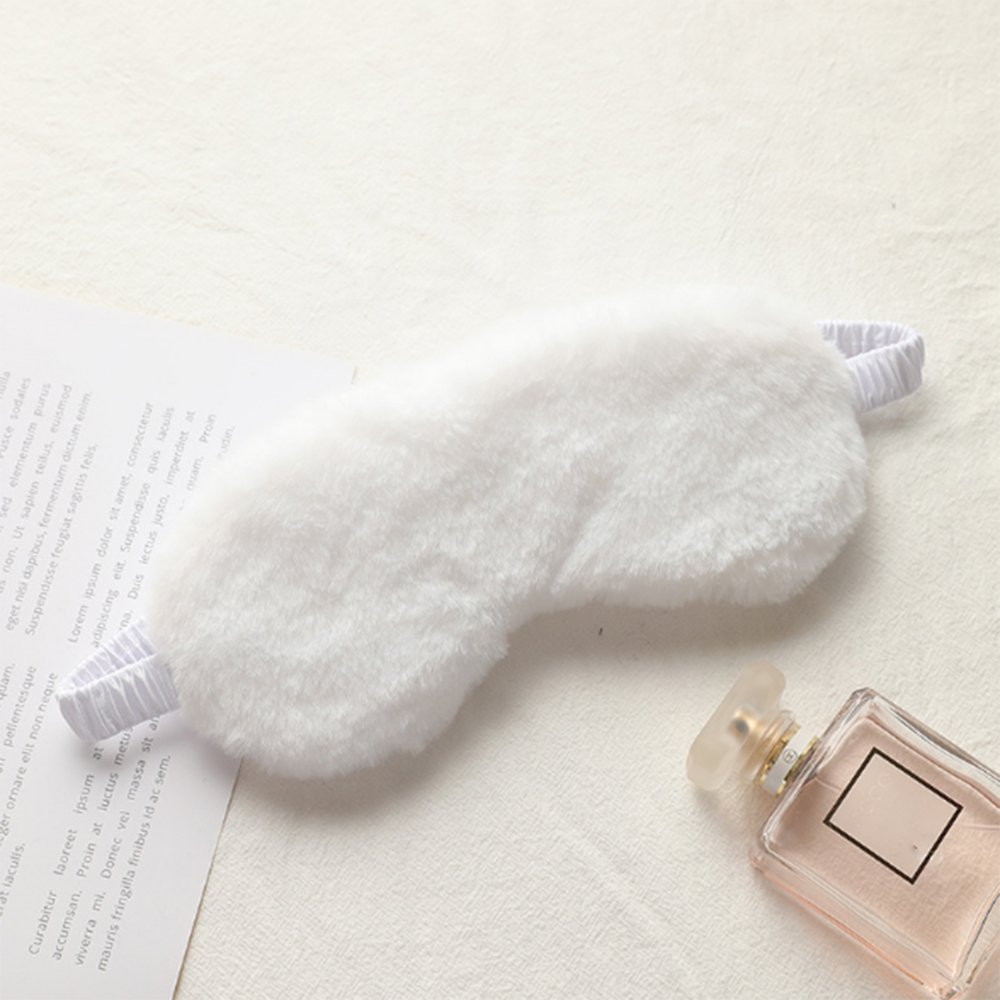 Mascarilla de felpa suave para dormir, máscara para los ojos con de nube de amor, parche de ojos, siesta, salud: Blanco