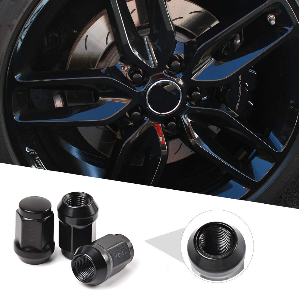Partsworld 1/2-20 Lug Nuts For Jeep Wrangler 1987- Aftermarket Wheel 20 pcs Black Closed End Lug Nuts