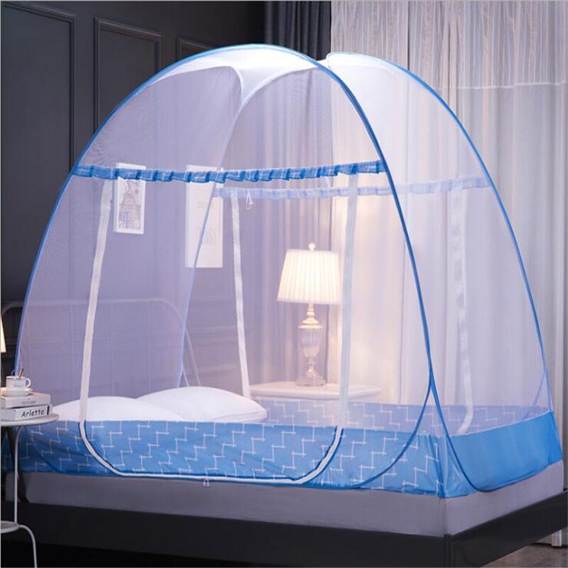 Encryption Mosquito Net Mongolian Yurt Mosquito Net Three-Door Mosquito Net Home Double People Bed Tents Girl Room Bed Tents: blue