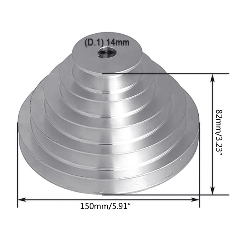 Aluminium A Type 5 étape pagode poulie roue 150mm diamètre extérieur pour courroie de distribution en forme de V