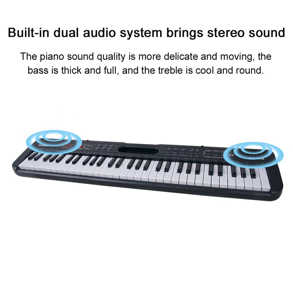 61 Keys Digital Music Electronic Keyboard Dual Power Mode Multifunctional Electric Piano for Kids Piano Student Beginners