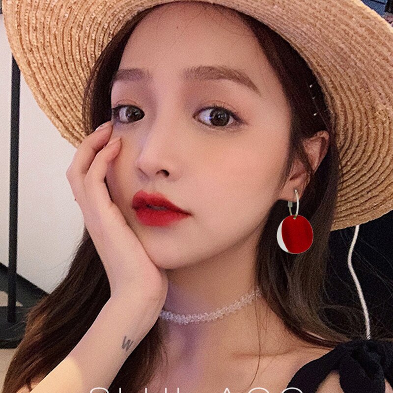 women's Summer earrings female earring for women jewelry red earings jewelry korean cherry long tide earrings