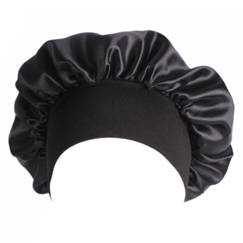 Mujeres Satin Sleep Cap cobertura completa suave gorro de noche para dormir gorra para quimioterapia Cap: BK