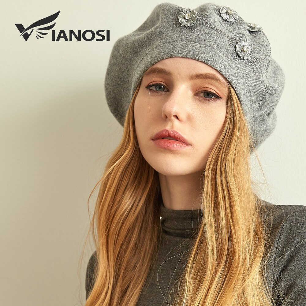 Vianosi vinteruld kvinder baret varm blomst rhinestones strikkede kvindelige hatte hætter: 02