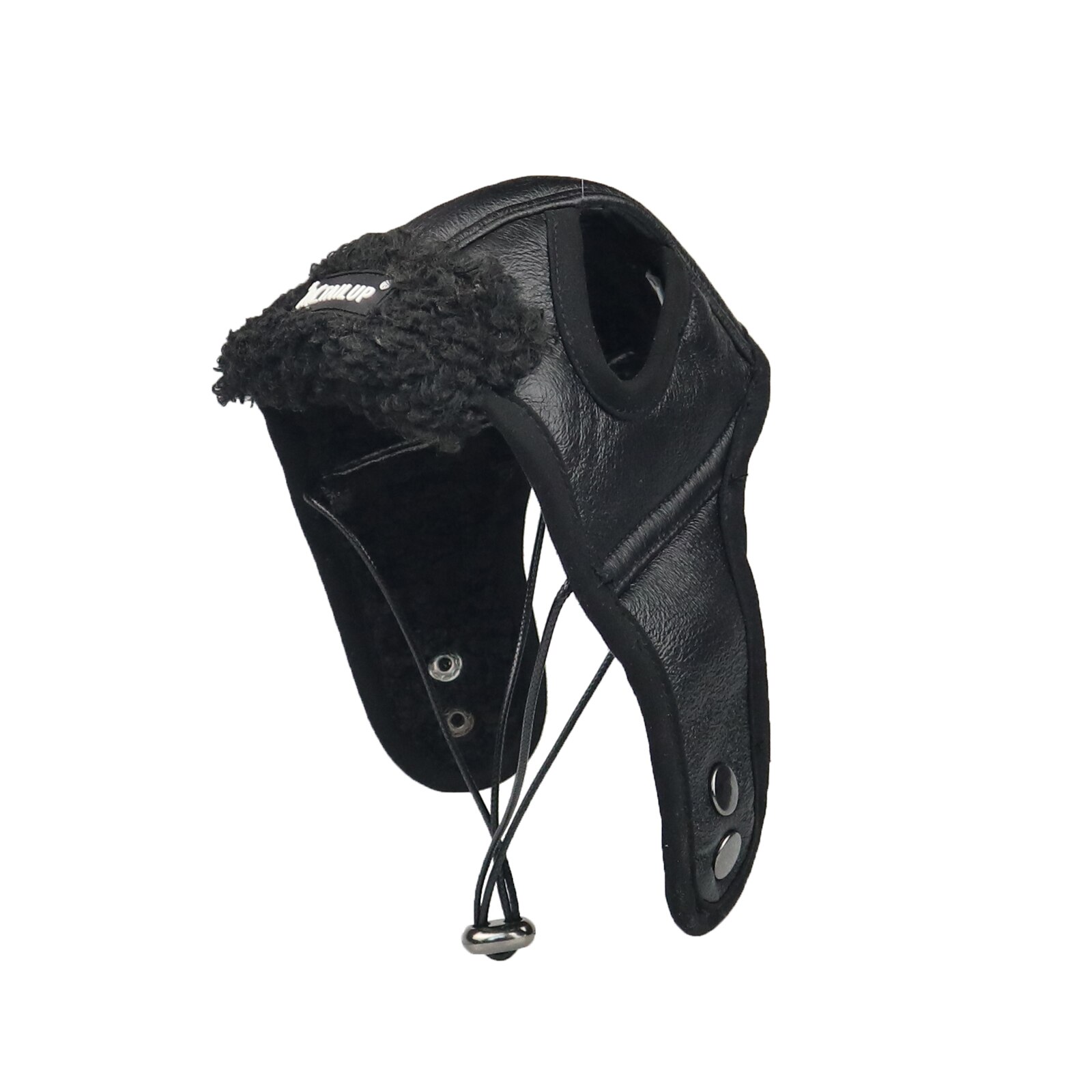 Adjustable Fleece Dog Cap Pilot Aviator Hat with Spring Fixing Buckle Leather Pet Dog Lined Winter Warm Costume Funny Cosplay: black / S