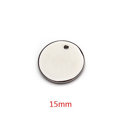 Pendentifs vierges pour colliers, 20 pièces, 6, 8, 10, 20, 25mm, pendentifs en acier inoxydable pendentifs étiquettes de chien, fabrication bijoux à bricoler soi-même: 15mm