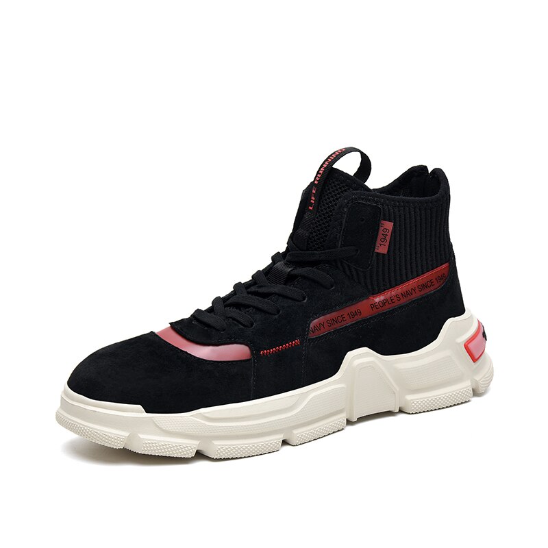 Sneakers Men Trend Leather Sport Running Shoes for Men Outdoor Breathable Men Shoes Male Trainers Hombre Zapatillas: Black / 9.5