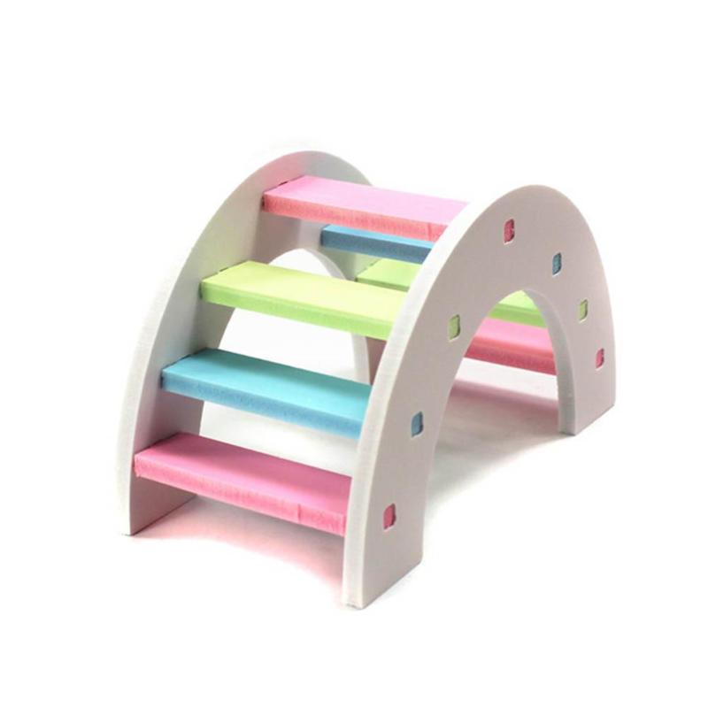 Hamster Rainbow Bridge Colorful Ladder Pet Activity Toys Climbing Playing Toy Ladder Mouse Chinchilla Mini Wooden Bridge