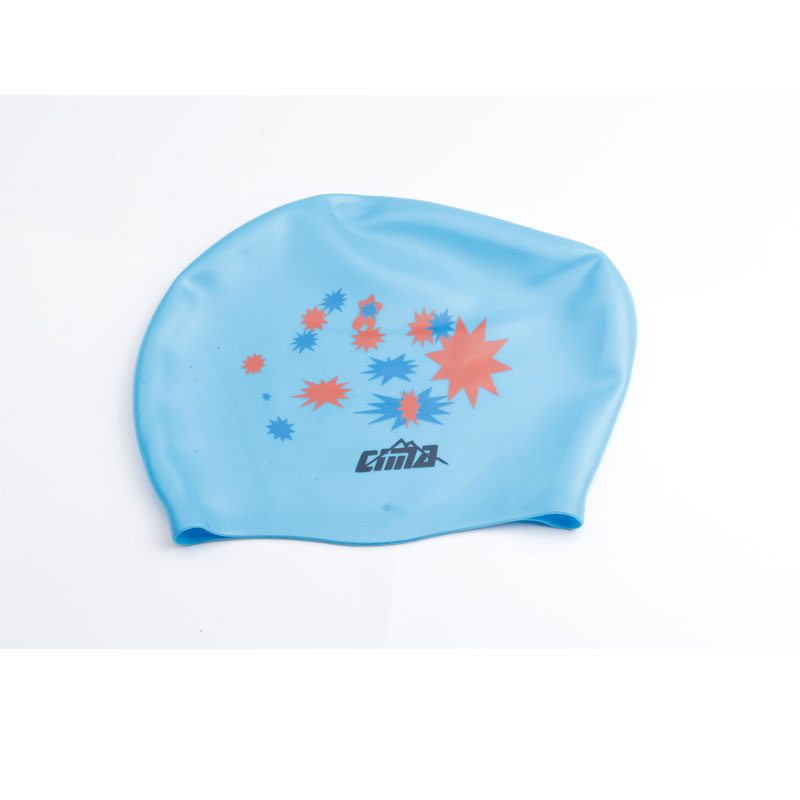 Swimming Cap Women Silicone Long Hair Extra Large Big Waterproof Swim Hat for Lady with Ear Cup Protect Elastic Swimming Caps: Sky Blue Stars