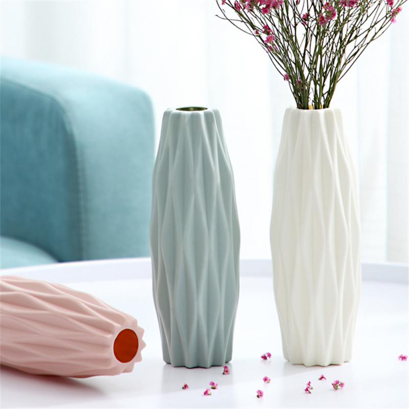 Blomstervase hvid imiteret keramisk urtepotte dekoration hjemme plast vase