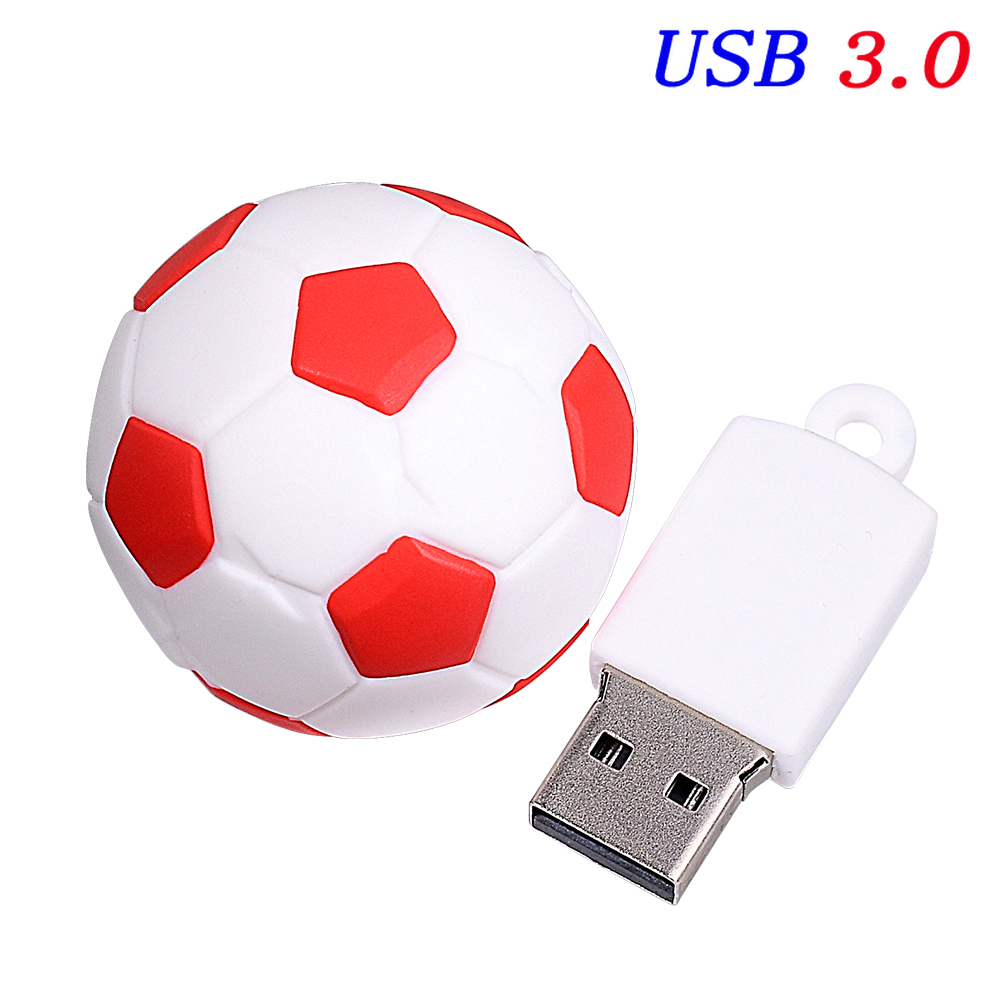 Piłka nożna USB 3.0 Pendrive 64GB Darmowy brelok do kluczy Pen Drive 32GB Kreatywne prezenty Cartoon Memory Stick Czarny Biały Czerwony Pendrive 16G: Czerwony / 8 GB