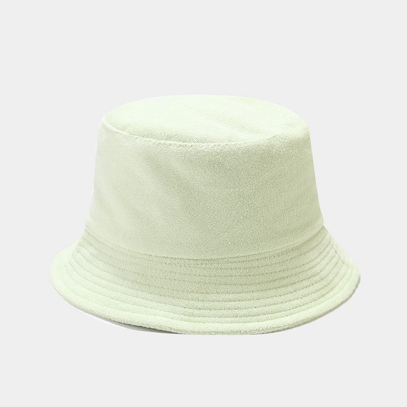 Towel Material Soft Bucket Hat Women Men&#39;s Autumn Winter Japanese Literature Solid Color Bob Hat Panama Cap: green