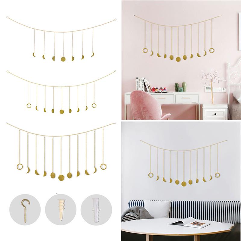 Métal rond pièce soleil lune étoile forme suspendus décoration Photo Blackgroud mur décor à la maison planète décoration