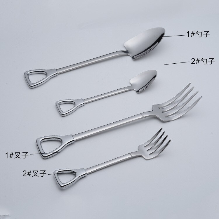 Roestvrij Staal Vork Lepel Bestek Set Steak Mes Vork Lepel Draagbare Camping Zak Picknick Outdoor Servies met zak: Big  fork