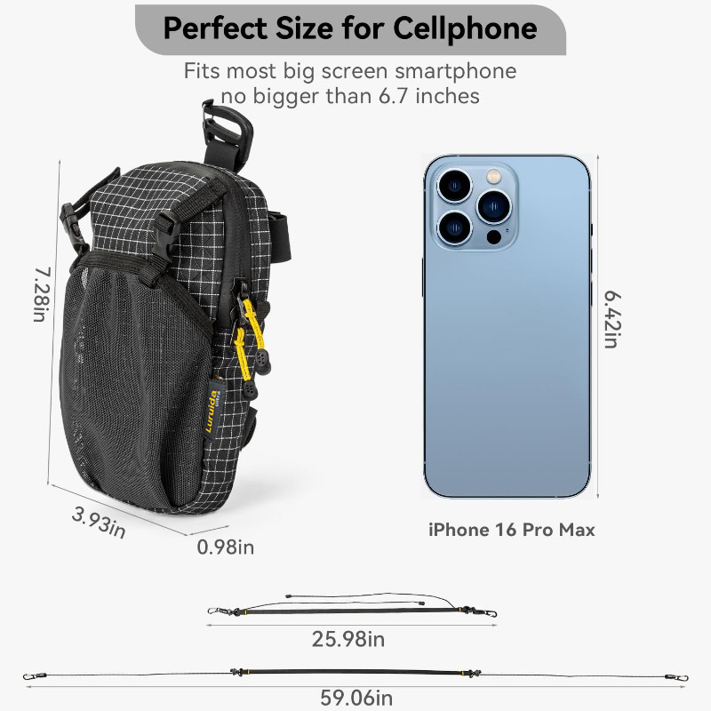 Rucksack-Schultergurt-Tasche Smartphone-Gurt-Pack Wasserdichte Rucksack-Gurttasche Anbauteil für Sport Wandern Camping