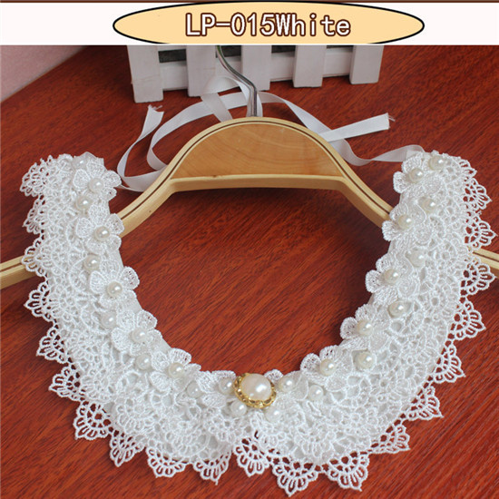 Bavoir col ras du cou collier bijoux pour femmes pour mariage déclaration détachable col femmes noir faux: LP015white